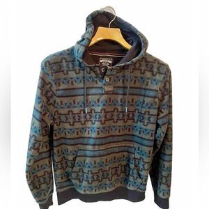 MBX Hooded SweatShirt Fleece Aztec Southwestern Green Men Large